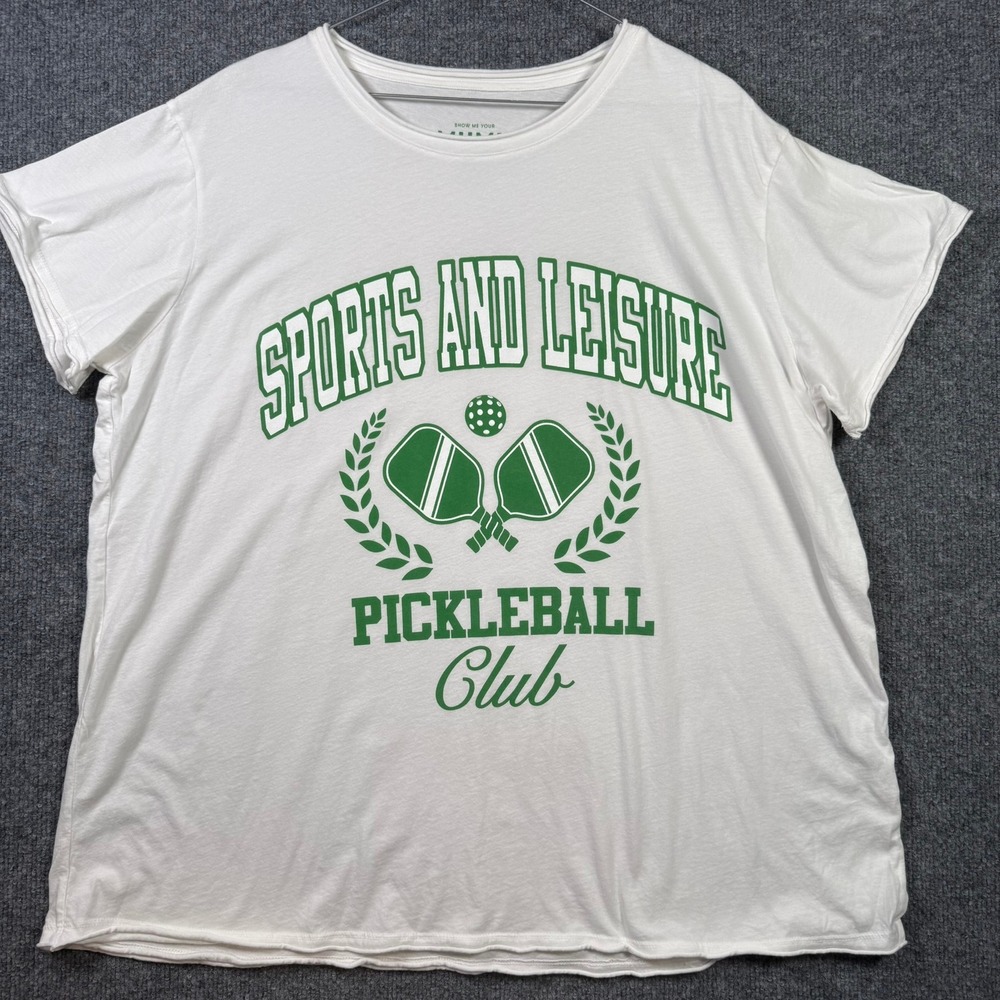 Show Me Your Mumu Pickleball Club Tee Women Small White Green Graphic T-Shirt
